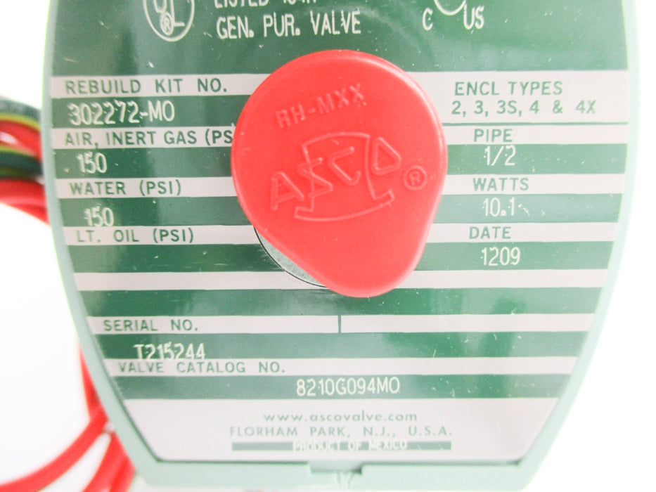 ASCO 8210G094MO 150PSI 110/120V NSMP