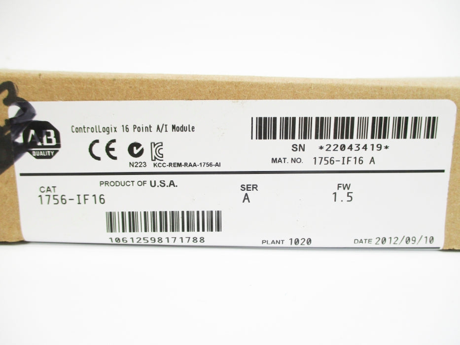 ALLEN BRADLEY 1756-IF16 SER. A F/W 1.5 DATE: 2012 NSFS