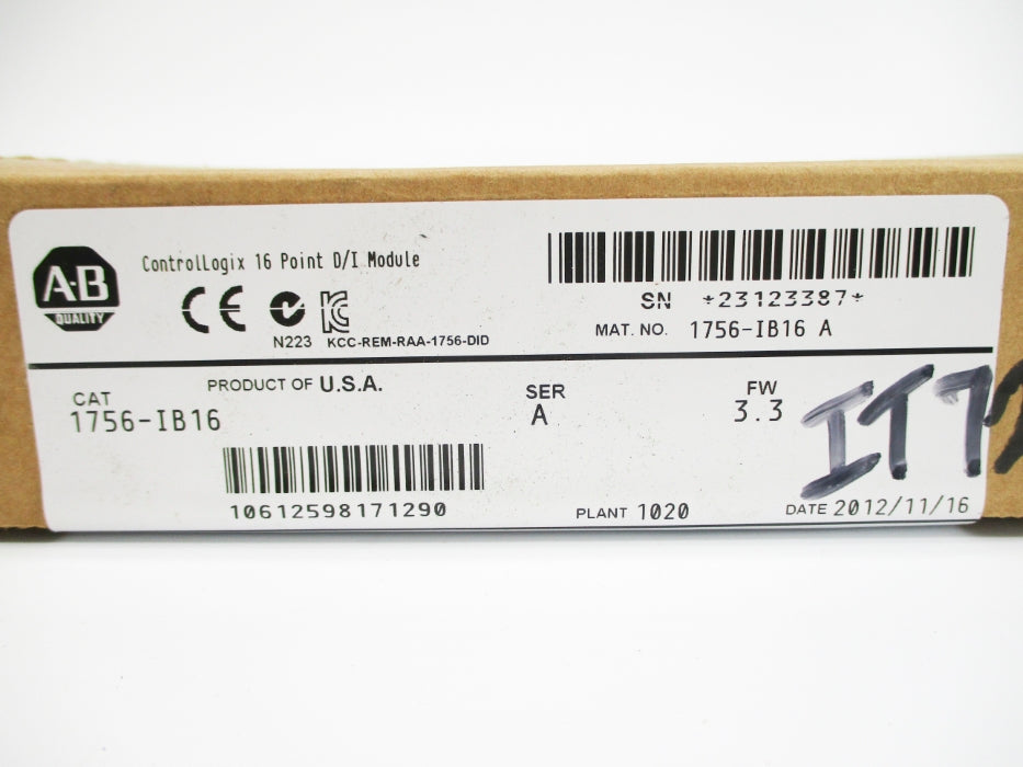 ALLEN BRADLEY 1756-IB16 SER. A F/W 3.5 DATE: 2012 NSFS