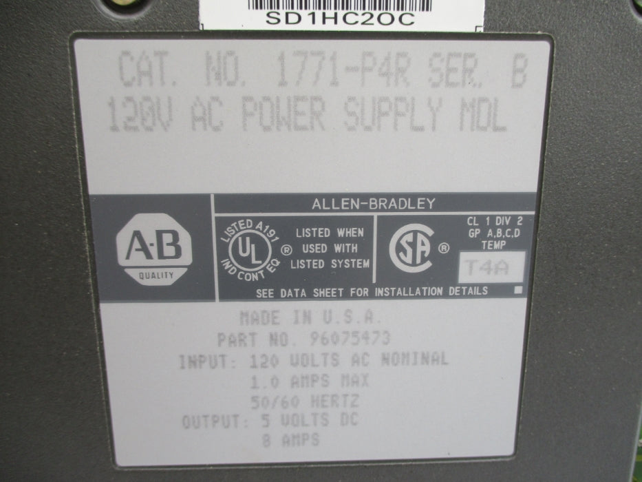 ALLEN BRADLEY 1771-P4R SER. B UNMP