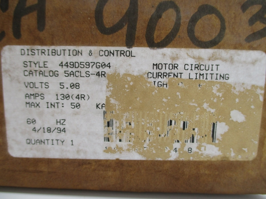 DISTRIBUTION & CONTROL 5ACLS-4R 449D597G04 130A 5.08KV NSFS