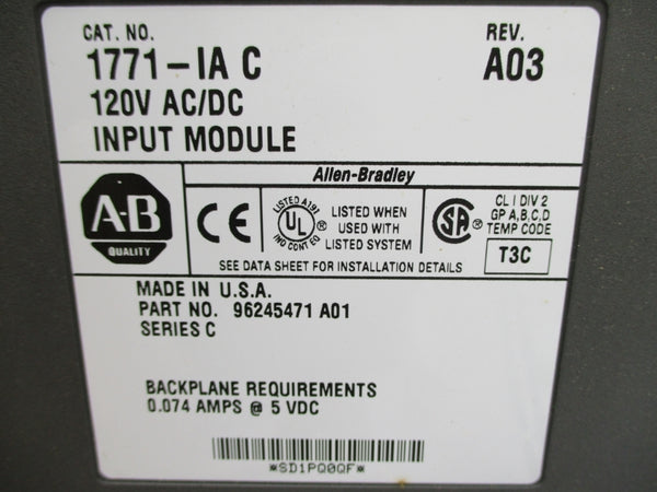 ALLEN BRADLEY 1771-IA SER. C (AS PICTURED) UNMP