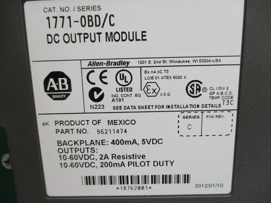 ALLEN BRADLEY 1771-OBD SER. C (AS PICTURED) UNMP