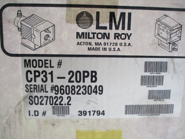 LMI MILTON ROY CP31-20PB 60PSI NSMP