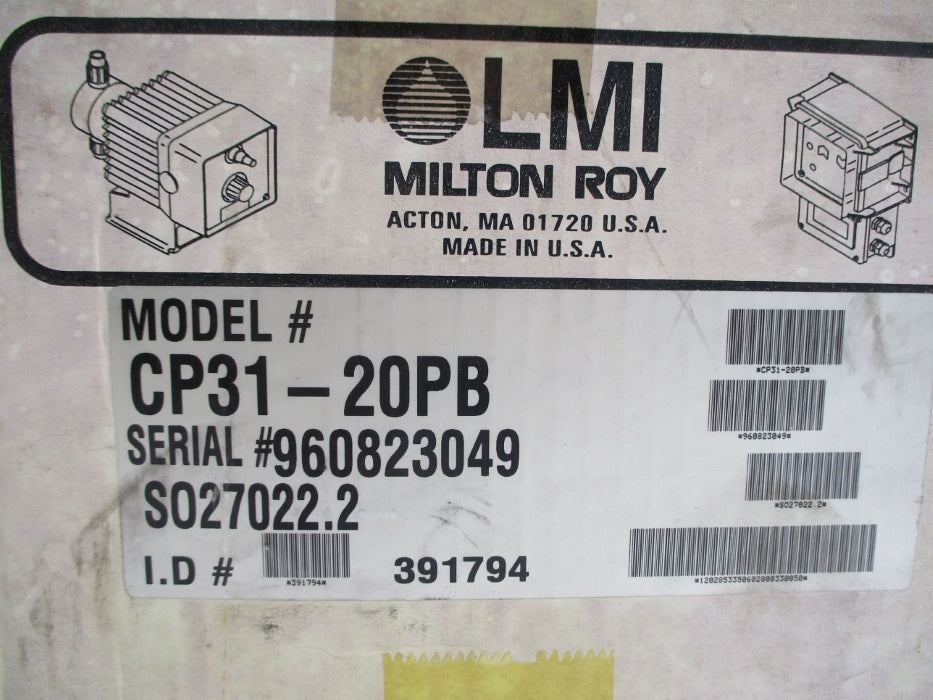 LMI MILTON ROY CP31-20PB 60PSI NSMP