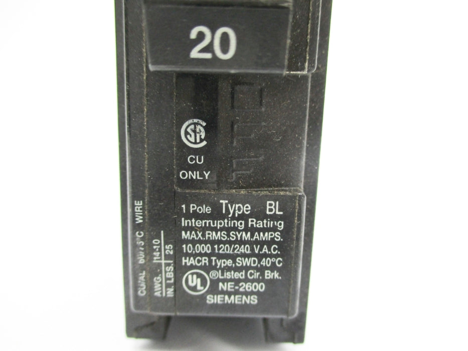 SIEMENS BL120 120/240VAC 20A NSNP