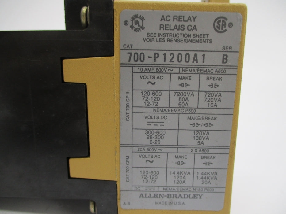 INDUSTRIAL SPARE PART 700-P1200A1 SER. B 110/115-120V 60A NSNP