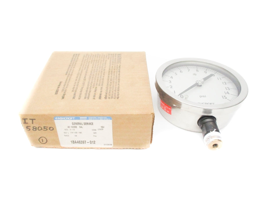 ASHCROFT 45-1009S-04L-15# 15PSI NSMP