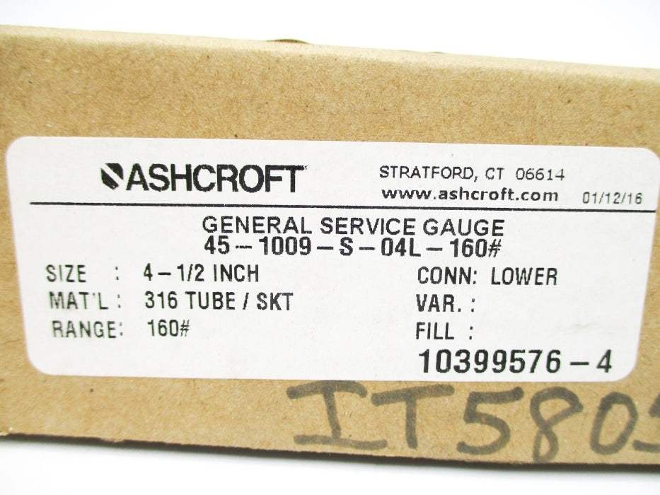 ASHCROFT 45-1009-S-04L-160# 160PSI NSMP