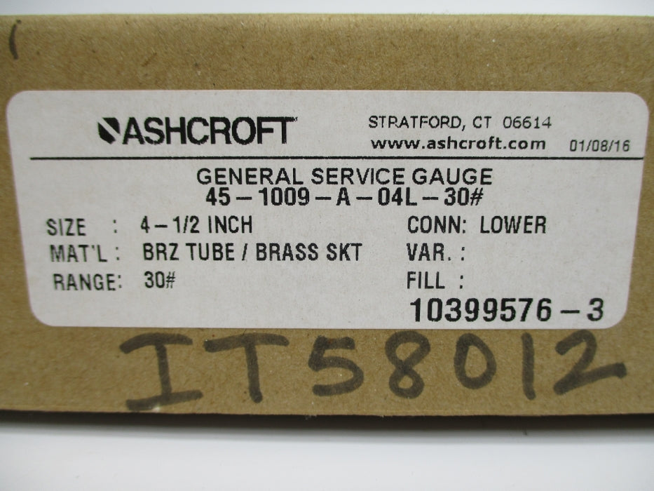 ASHCROFT 45-1009-A-04L-30# 0-30PSI NSMP