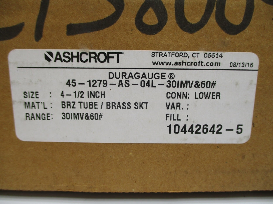 ASHCROFT 45-1279-AS-04L-30IMV&60# 30IMV-60PSI NSMP