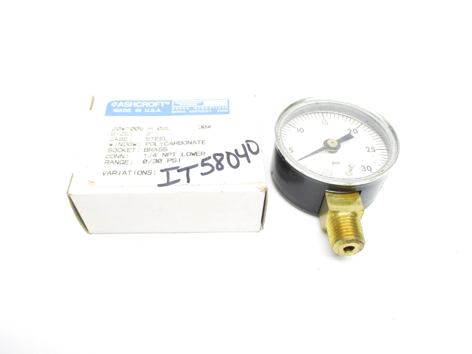 ASHCROFT 20W1005H02L30# 0-30PSI 2" NSMP