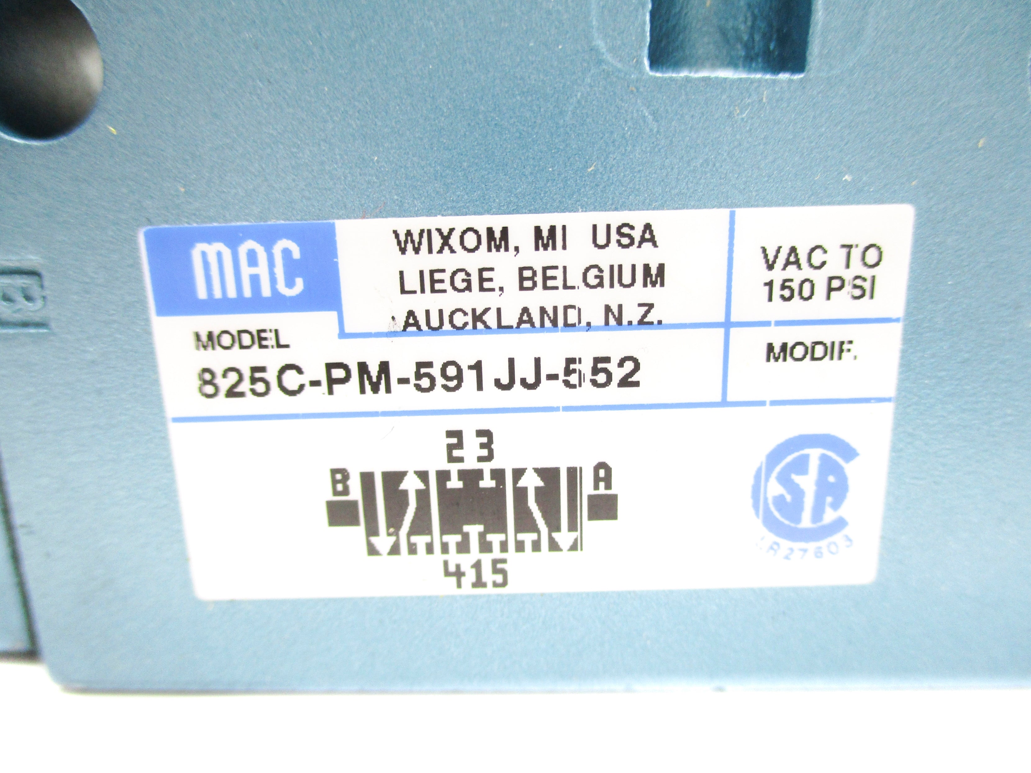 MAC 825C-PM-591JJ-552 150PSI 24VDC NSNP
