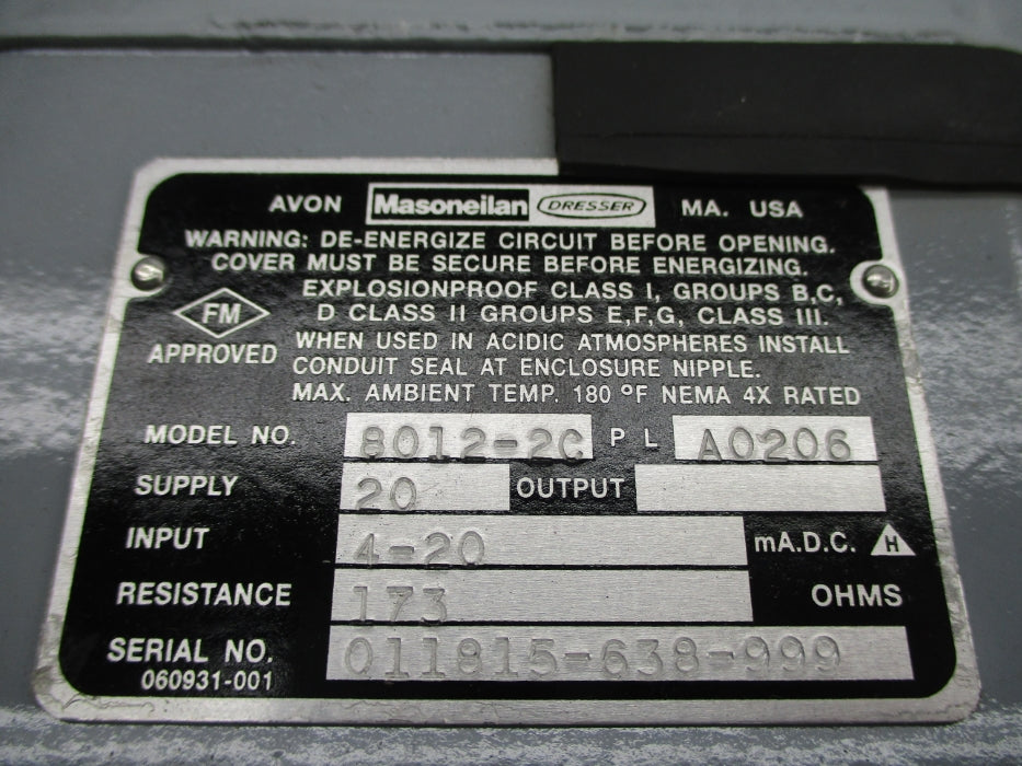 MASONEILAN 8012-2C (AS PICTURED) NSNP