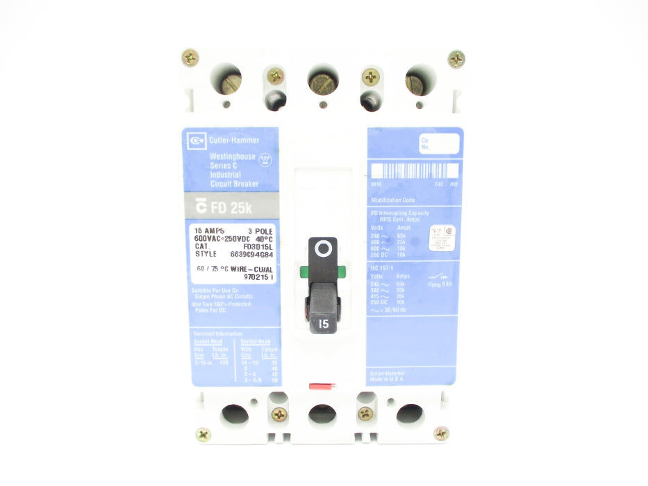 CUTLER HAMMER FD3015L SER. C 6639C94G84 15A 600VAC NSMP