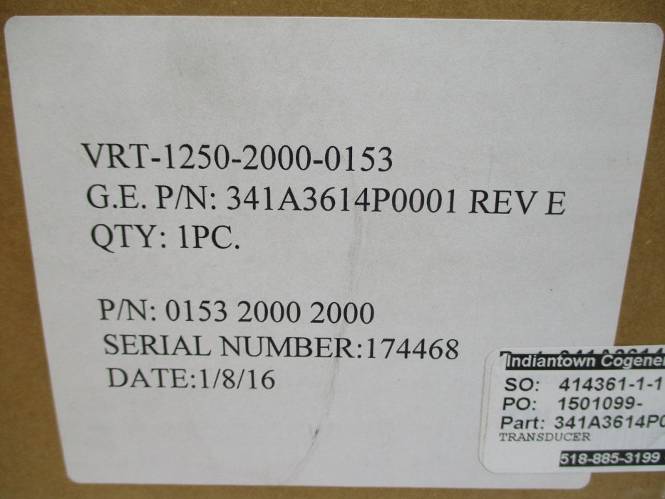 GENERAL ELECTRIC 341A3614P0001 VRT-1250-2000-0153 NSFS