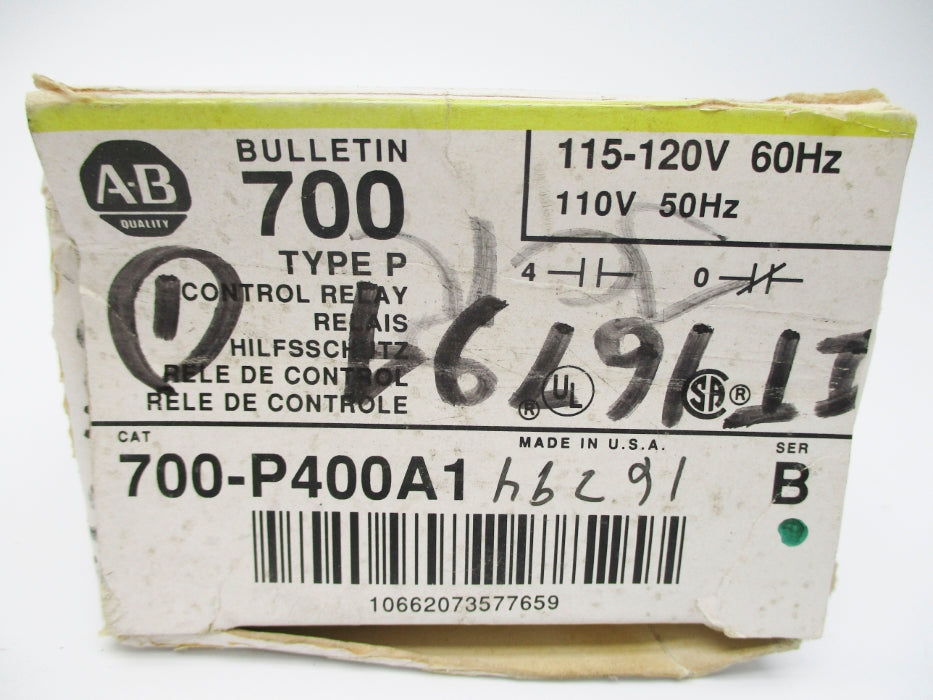 ALLEN BRADLEY 700-P400A1 SER. B 110/115-120V (BK/YL) NSMP