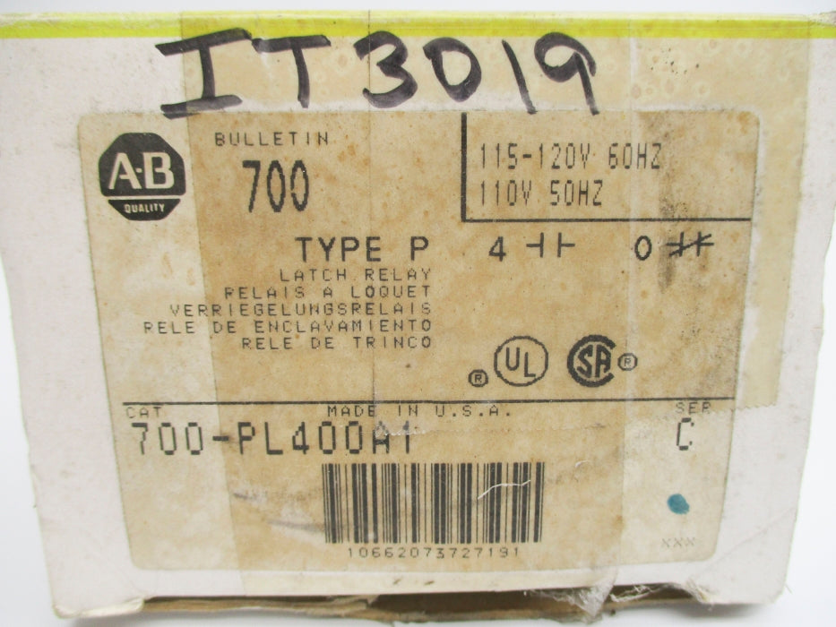 ALLEN BRADLEY 700-PL400A1 SER. C 110/115-120V (BK/YL) NSMP