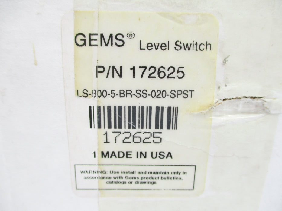 GEMS 172625 LS-800-5-BR-SS-020-SPST NSMP