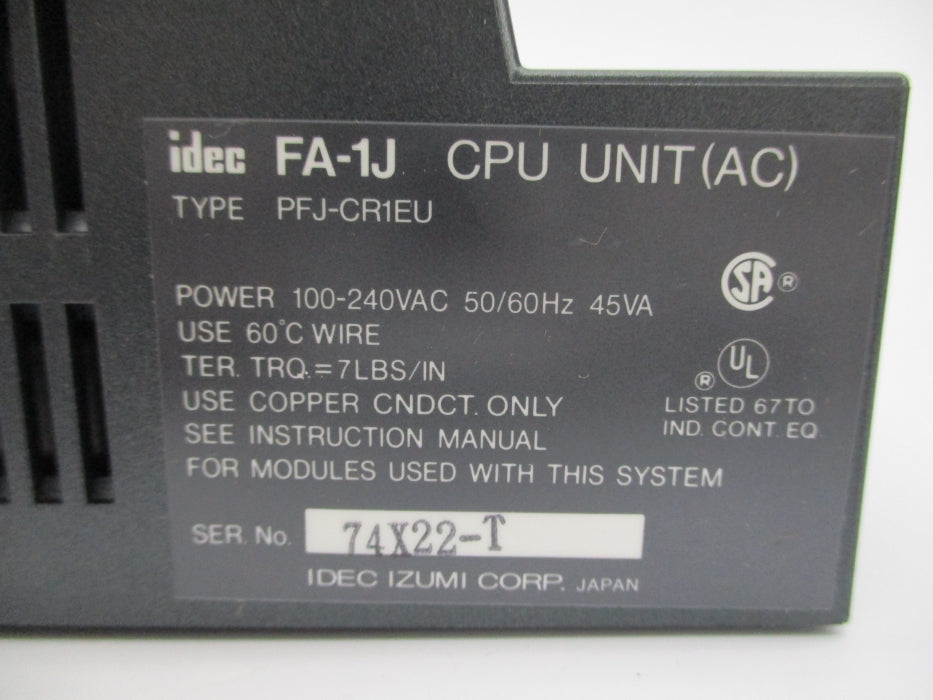 IDEC FA-1J PFJ-CR1EU NSNP