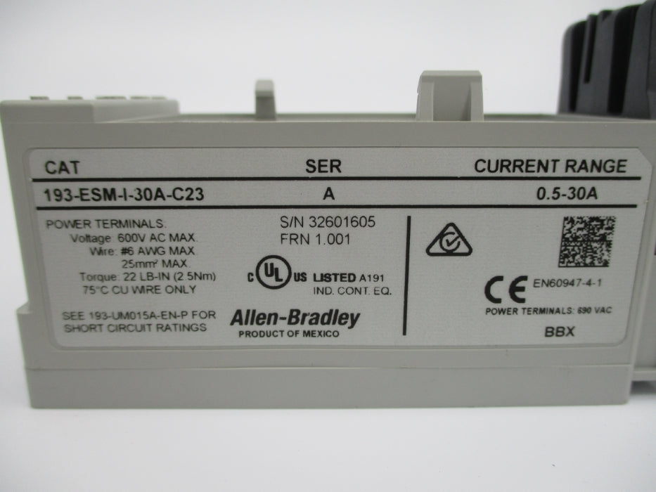 ALLEN BRADLEY 193-ESM-I-30A-C23 SER. A 0.5-30A NSNP