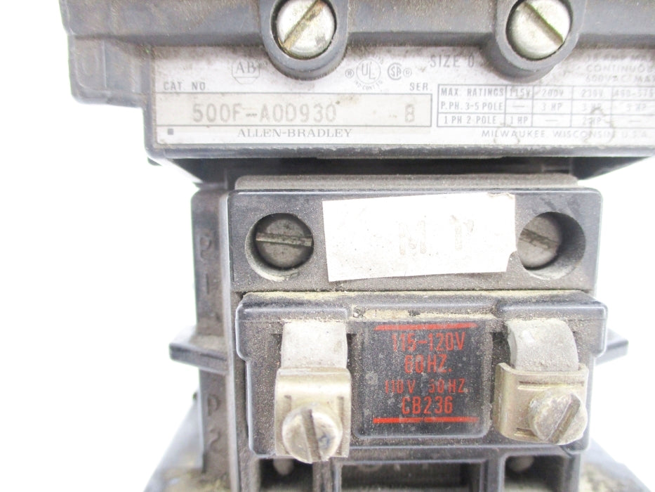 INDUSTRIAL SPARE PART 500F-AOD930 SER. B 110/115-120V 18A (AS PICTURED1) UNMP