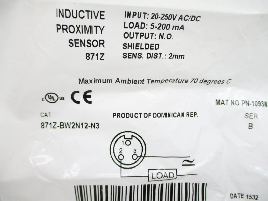 INDUSTRIAL SPARE PART 871Z-BW2N12-N3 SER. B NSMP