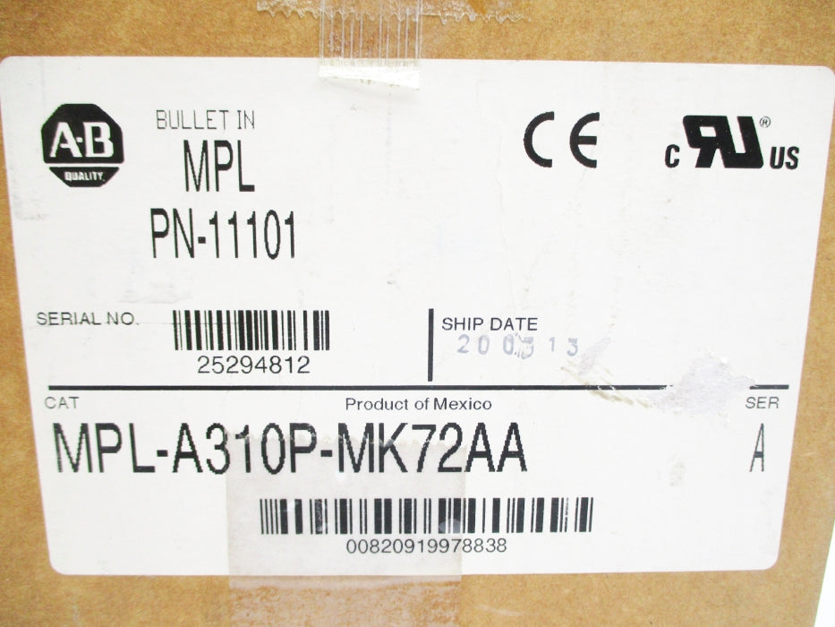 INDUSTRIAL SPARE PART MPL-A310P-MK72AA SER. A (BR/WH) NSMP