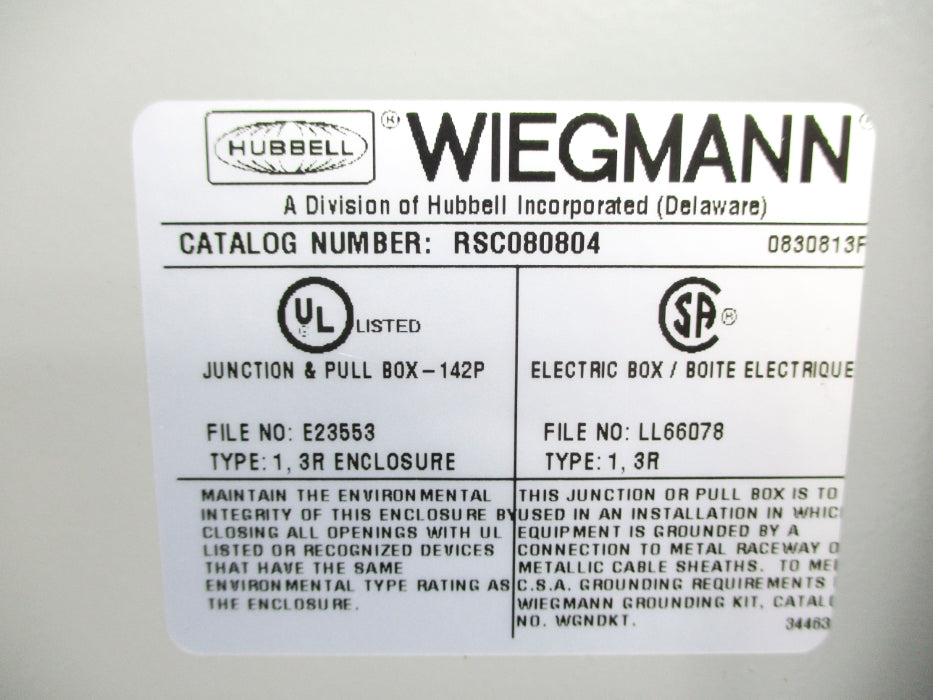 WIEGMANN RSC080804 UNMP