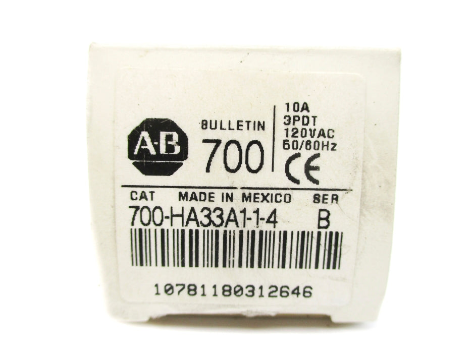 ALLEN BRADLEY 700-HA33A1-1-4 SER. B 10A 120VAC (GY/BL) NSMP