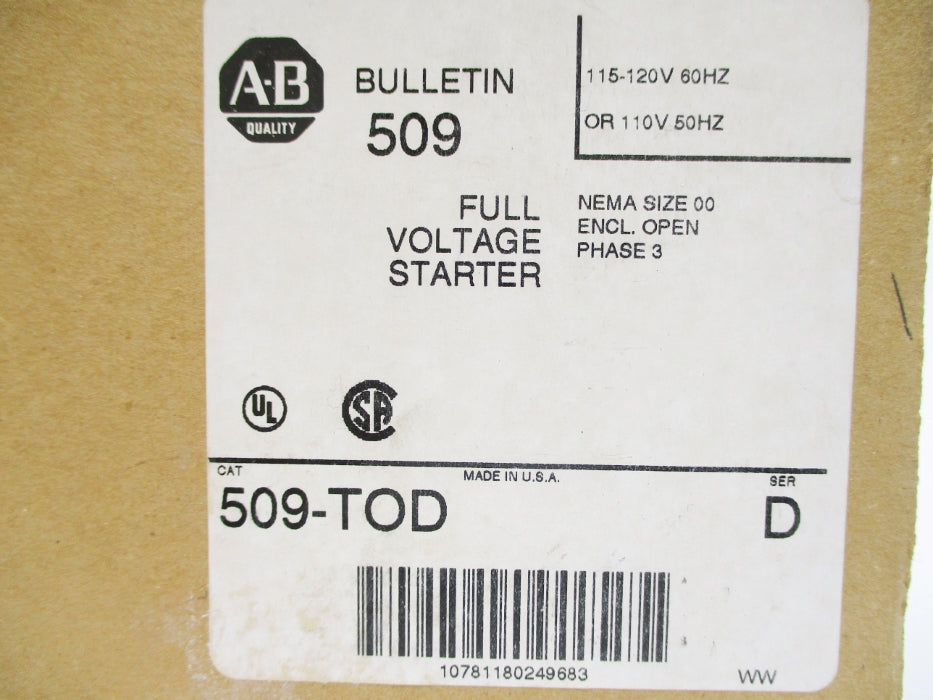 ALLEN BRADLEY 509-TOD SER. D (BR/WH) NSMP