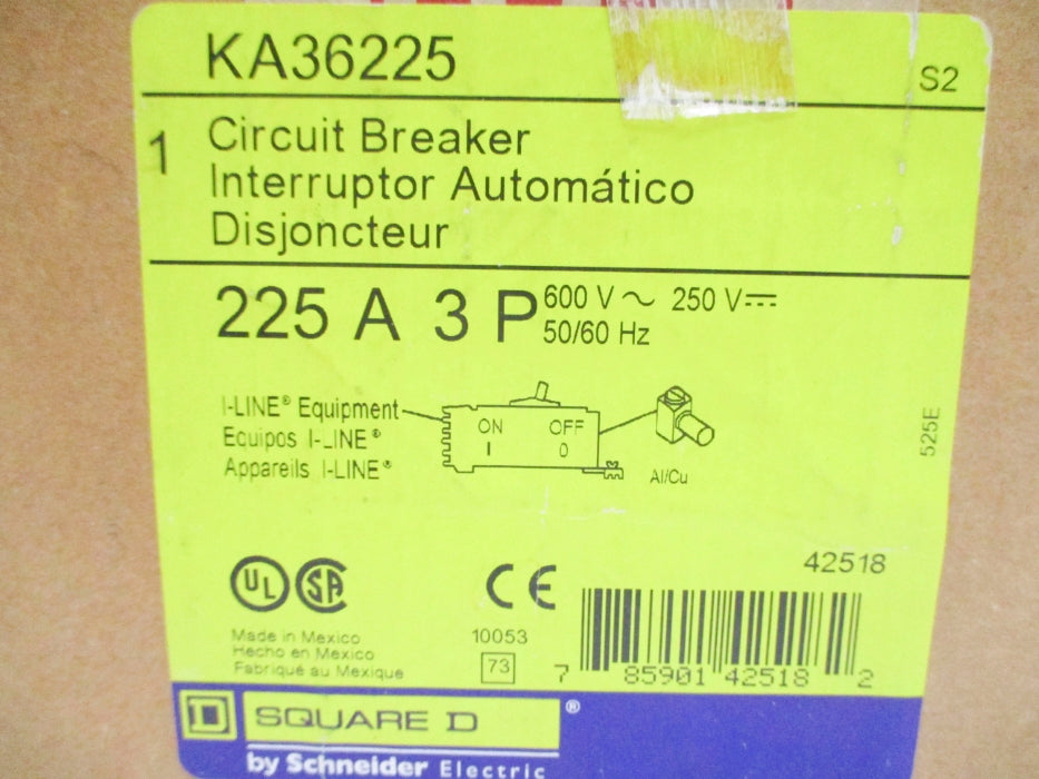 SQUARE D KA36225 600V 225A NSMP