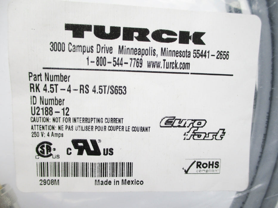TURCK RK4.5T-4-RS4.5T/S653 U2188-12 NSMP