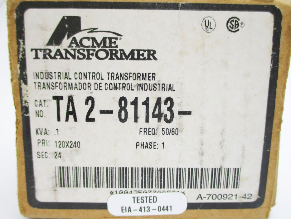 ACME TRANSFORMER TA2-81143 .1KVA NSMP