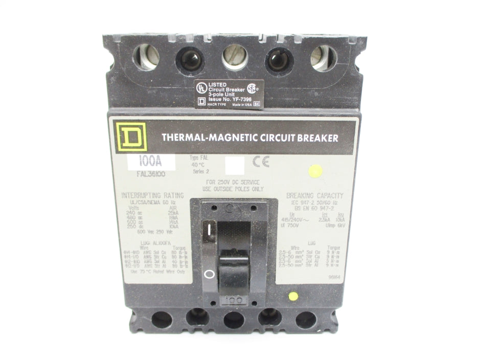 SQUARE D FAL36100 100A 600V NSMP