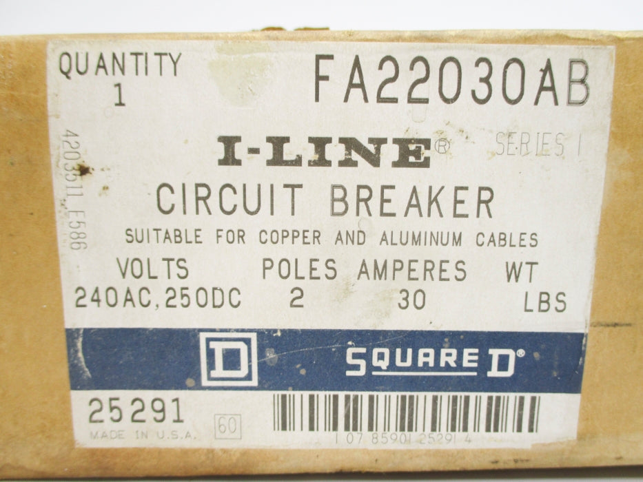 SQUARE D FA22030AB SER. 1 30A 240VAC NSMP
