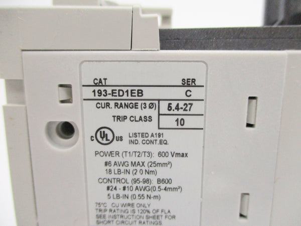 ALLEN BRADLEY 193-ED1EB SER. C 600V 5.4-27A NSNP
