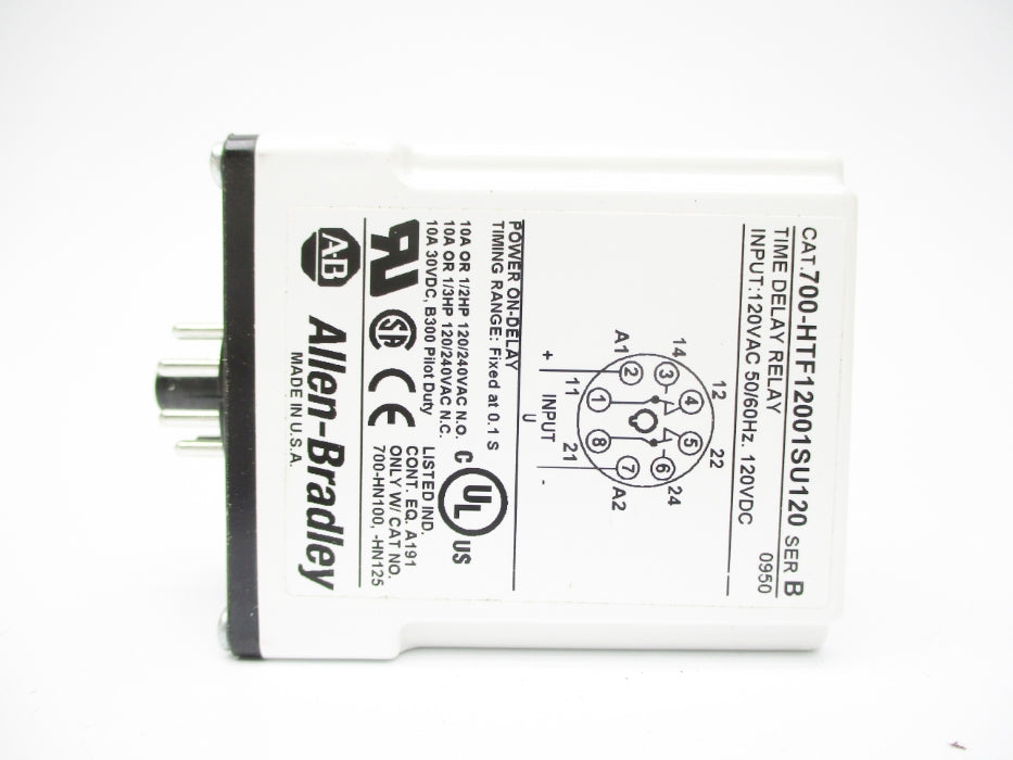 ALLEN BRADLEY 700-HTF12001SU120 SER. B 120VAC 10A 0.1S (WH) NSMP