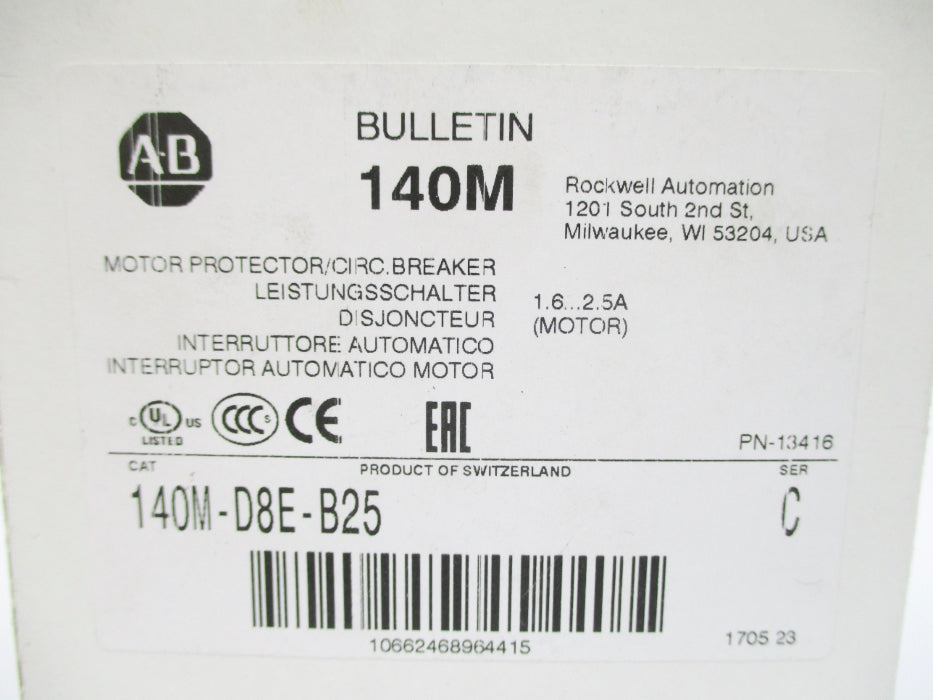 ALLEN BRADLEY 140M-D8E-B25 SER. C 1.6-2.5A NSMP