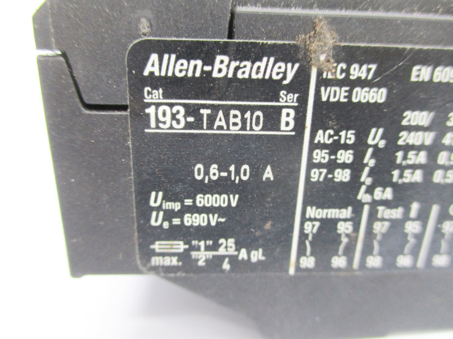 INDUSTRIAL SPARE PART 193-TAB10 SER. B 0.6-1.0A (AS PICTURED) NSNP