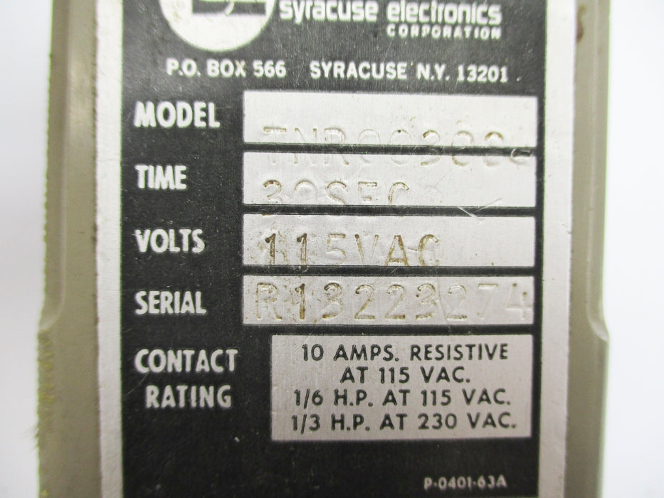 SYRACUSE ELECTRONICS TNR00300 30S 115VAC 10A UNMP