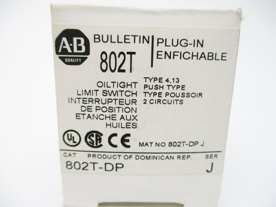 ALLEN BRADLEY 802T-DP SER. J 120-600VAC 60A (WH) NSMP