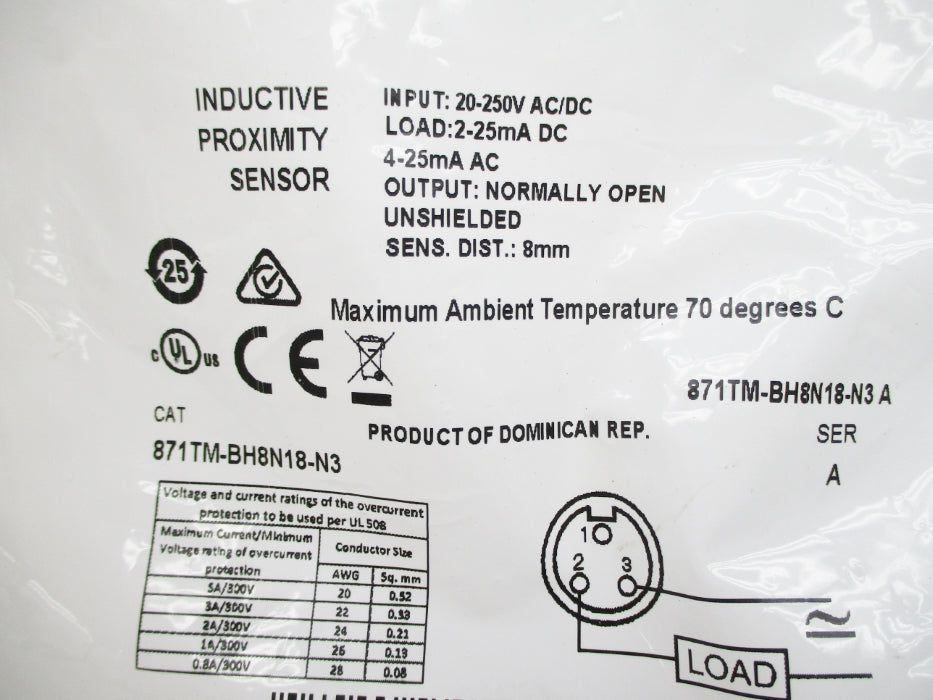 ALLEN BRADLEY 871TM-BH8N18-N3 SER. A 20-250VAC/DC NSMP