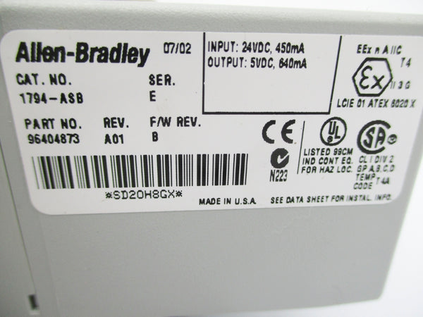 ALLEN BRADLEY 1794-ASB SER. E F/W B NSNP