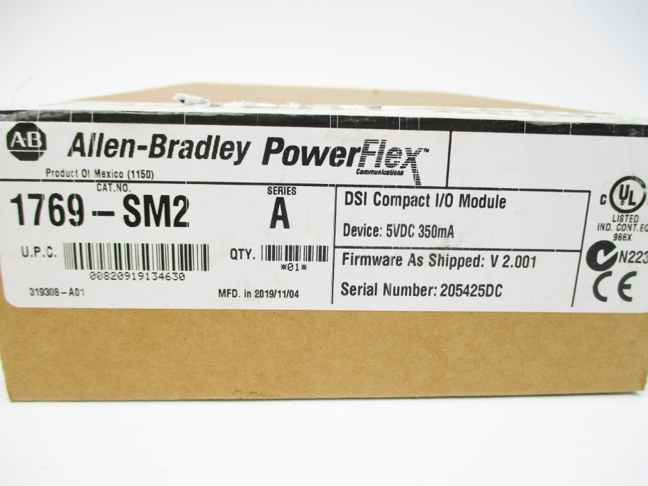 ALLEN BRADLEY 1769-SM2 SER. A F/W V2.001 DATE: 2019 NSFS