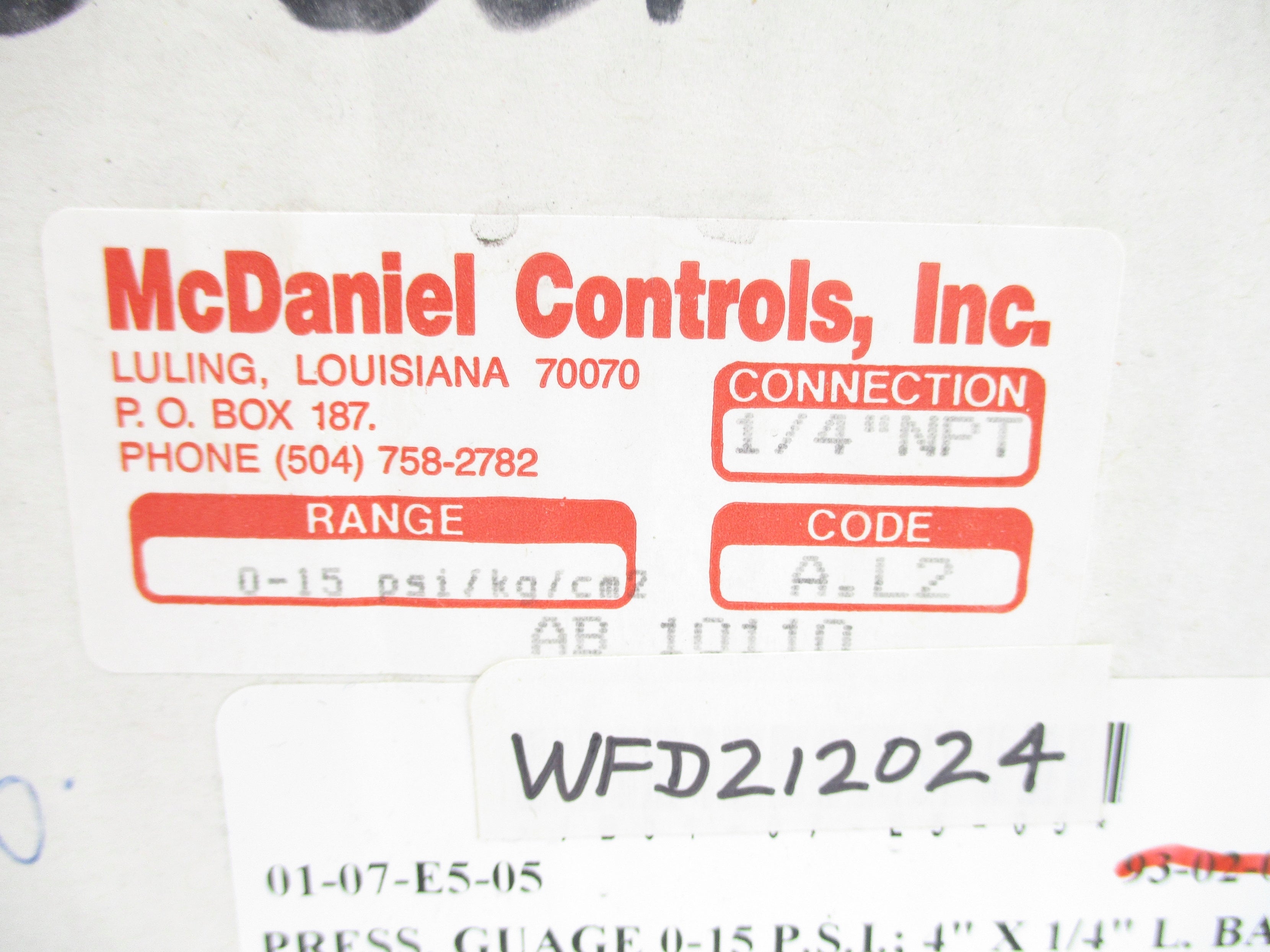 MCDANIEL CONTROLS AB10110 0-15PSIG NSMP