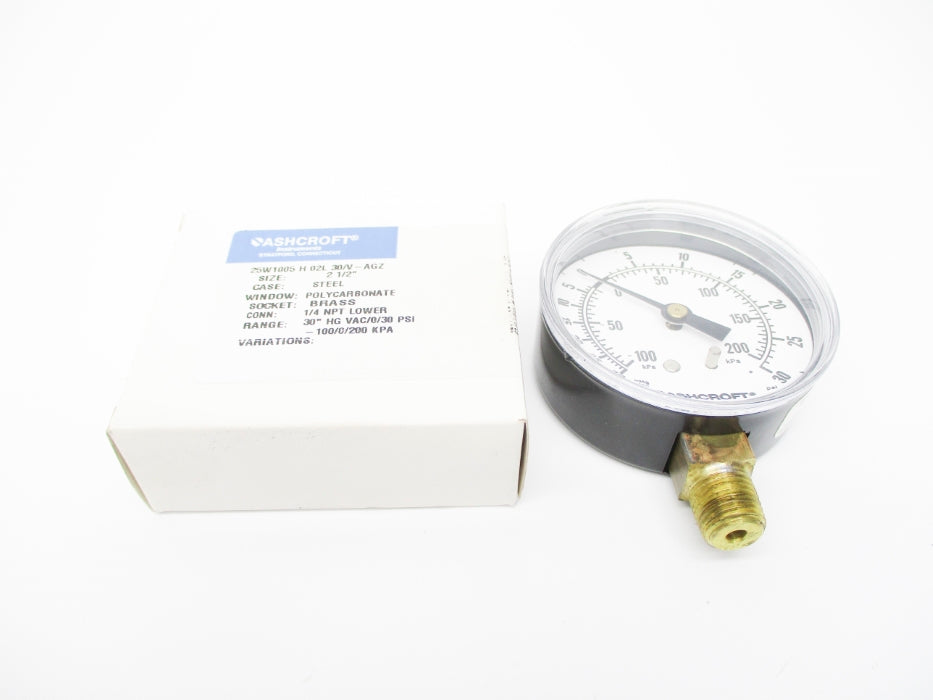 ASHCROFT 25W1005H02L30/V-AGZ 30"HGVAC/0/30PSI NSMP