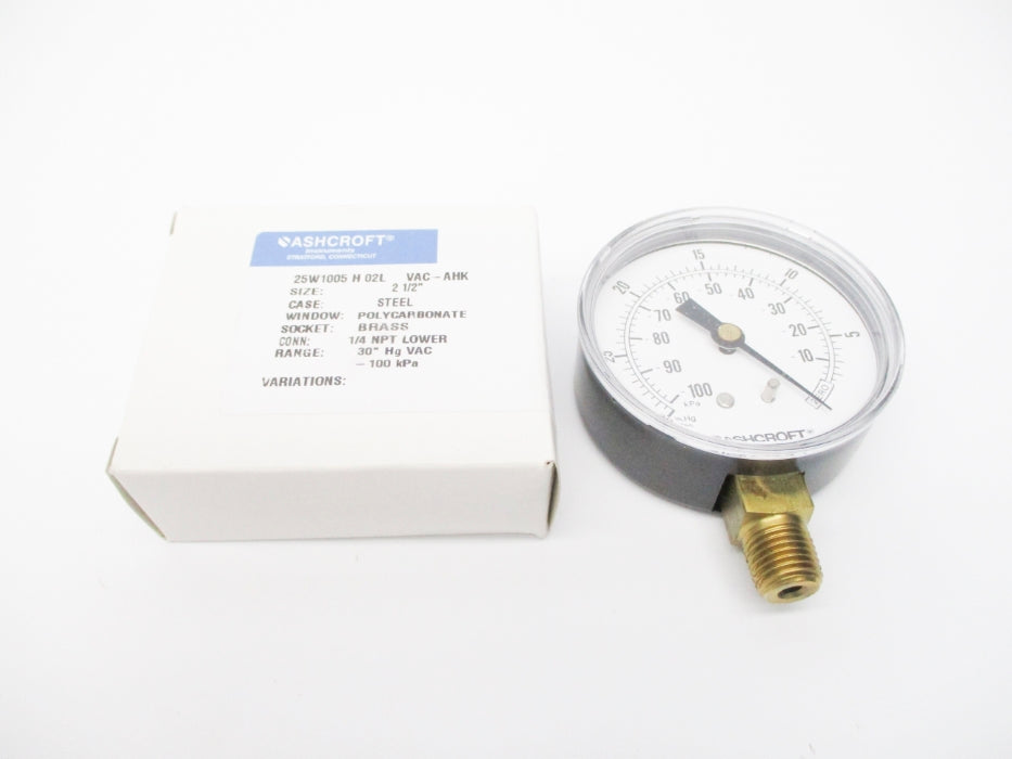 ASHCROFT 25W1005H02LVAC-AHK 30"HGVAC NSMP