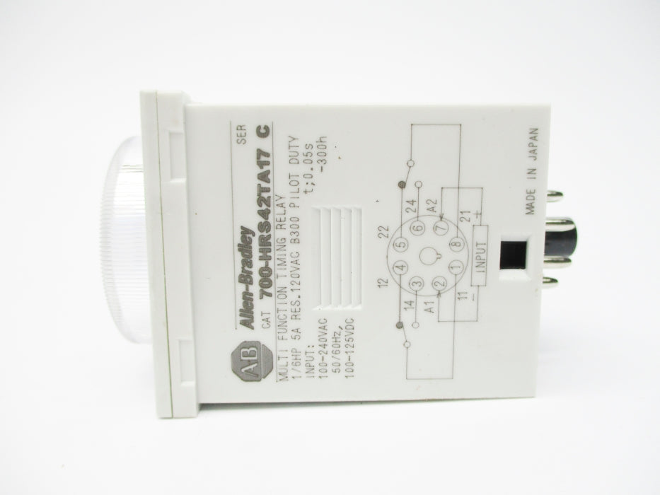 ALLEN BRADLEY 700-HRS42TA17 SER. C 0.05S-300H 100-240VAC 5A (WH) NSMP