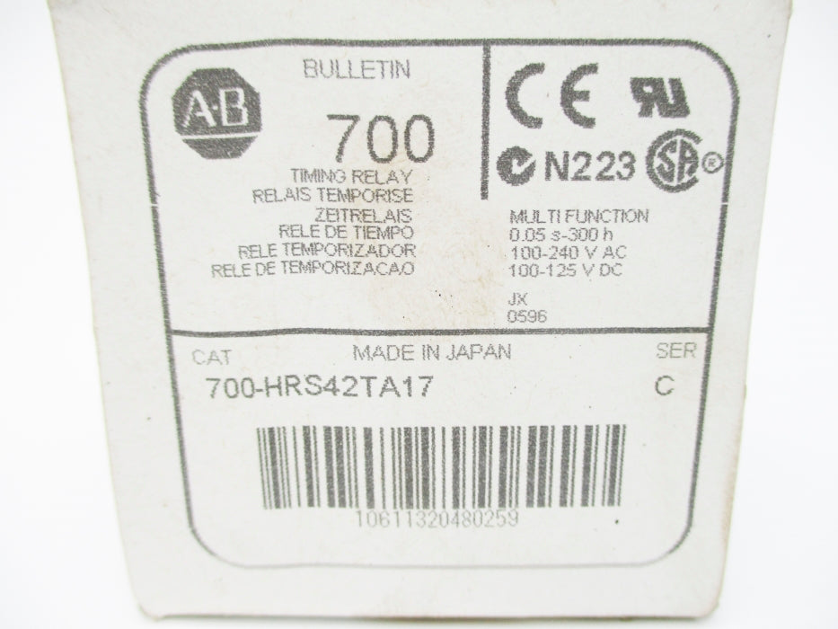 ALLEN BRADLEY 700-HRS42TA17 SER. C 0.05S-300H 100-240VAC 5A (WH) NSMP